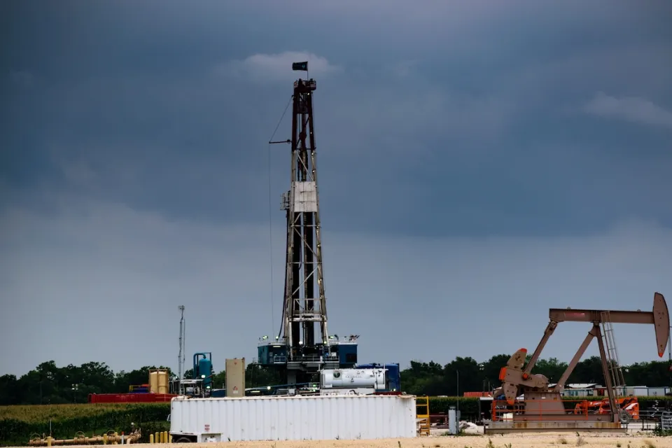 Oil drilling rig in South Texas.